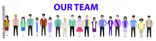 Set of full body diverse business people. Flat icons design white isolated. Vector graphic illustration. Man and woman, Different nationalities characters