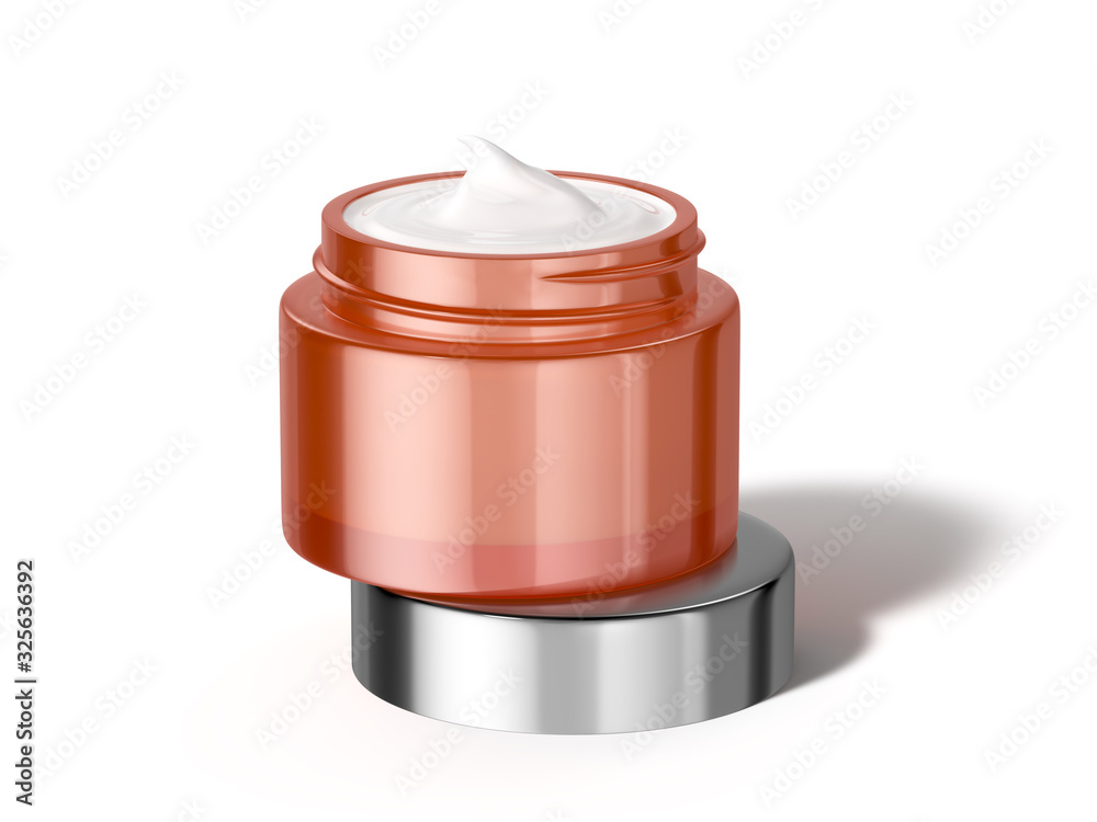 Fotografie Cosmetic jar mockup isolated on white background, 3D rendering