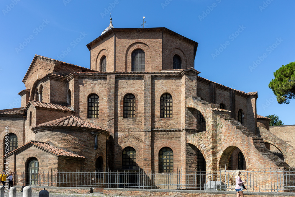  Famous Basilica di San Vitale, one of the most important examples of early Christian Byzantine art in western Europe, in Ravenna, region of Emilia-Romagna, Italy
