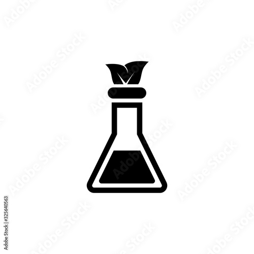 Lab flask with Leaf Inside Flat Vector Icon