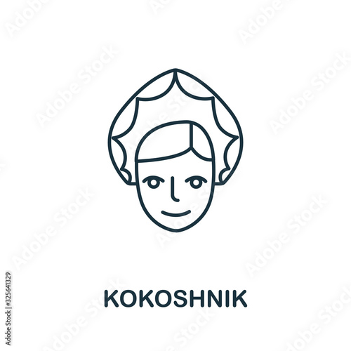 Kokoshnik icon from russia collection. Simple line Kokoshnik icon for templates, web design and infographics