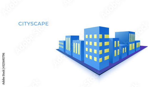 3d building cityscape background. modern architecture urban landscape. vector illustration