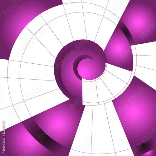 spiral staircase abstraction with white accents