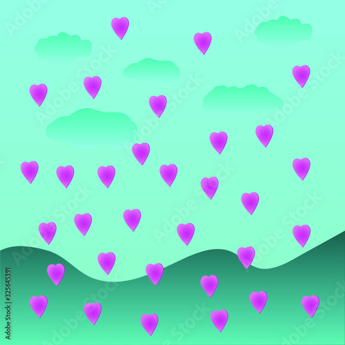 Rain of beautiful little hearts
