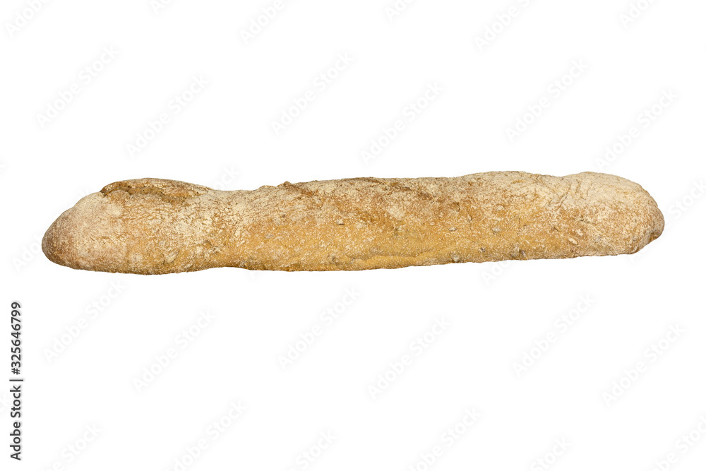 Long loaf of gray bread isolated on white background Long loaf of gray bread isolated on white background