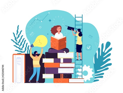 High school graduation. Girl finishing her studies. Obtaining new knowledge, self-education. Happy woman with book vector illustration. Student school or college, graduation study girl