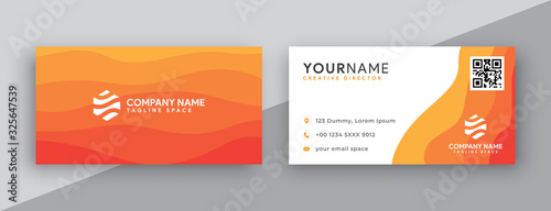 business cards design, orange business card template . editable business card vector . modern wavy style business card orange color