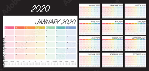 Year 2020 desk calendar vector illustration