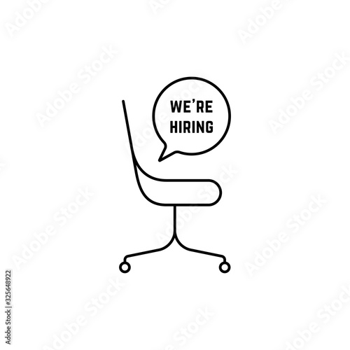 linear office chair and sign we are hiring