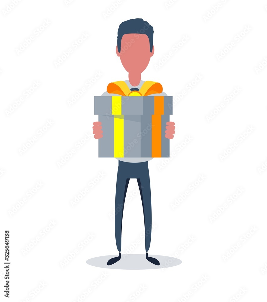 Businessman or clerk. Male character in trendy simple style with objects, flat vector illustration. Business concept. Isolated on white background. Businessman or clerk. Male character in trendy simple style with objects, flat vector illustration. Business concept. Isolated on white background.