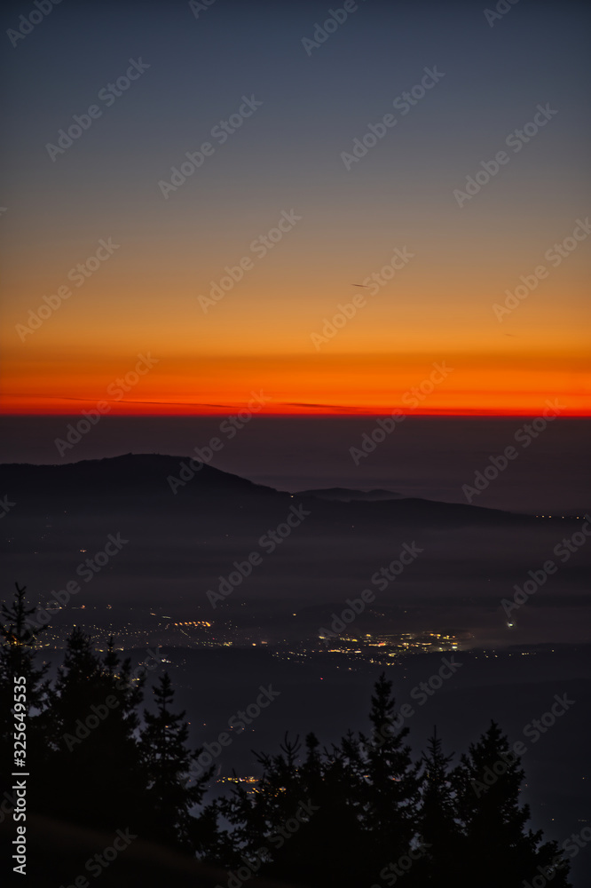 sunrise from a mountain