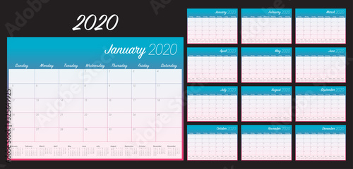 Year 2020 desk calendar vector illustration