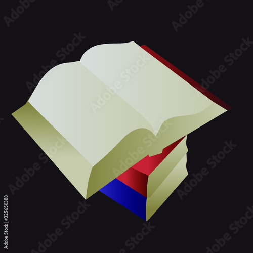 Stack of colored books on a dark background
