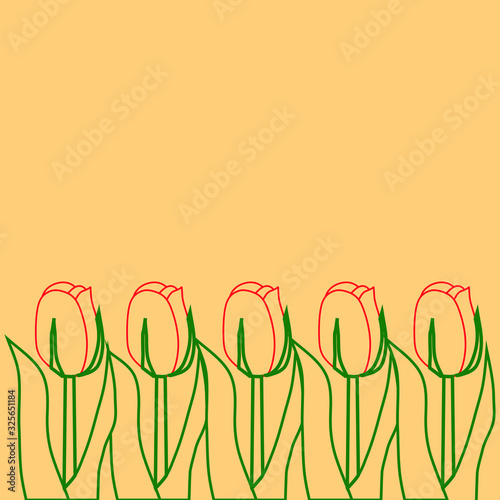 spring holiday card with red tulips