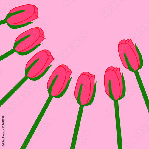 spring holiday card with red tulips