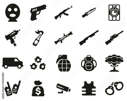 Terrorist Or Assassin Icons Black & White Set Big