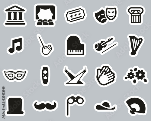 Wallpaper Mural Theater Or Opera Icons Black & White Sticker Set Big Torontodigital.ca