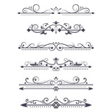 Vintage ornamental dividers. Typographic decorations isolated on white background
