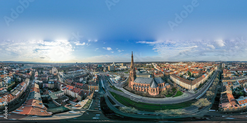 360 Grad Panorama Luftbildaufnahme am 08.02.2020 in Karlsruhe, Durlacher Tor, Germany photo