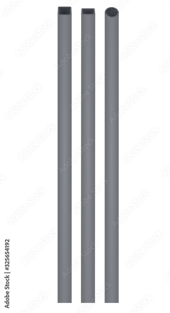 Grey pipe tubes set. vector illustration