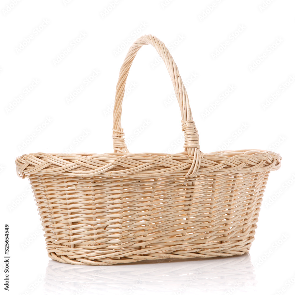 Rustic wicker basket isolated on white background. Rustic wicker basket isolated on white background.
