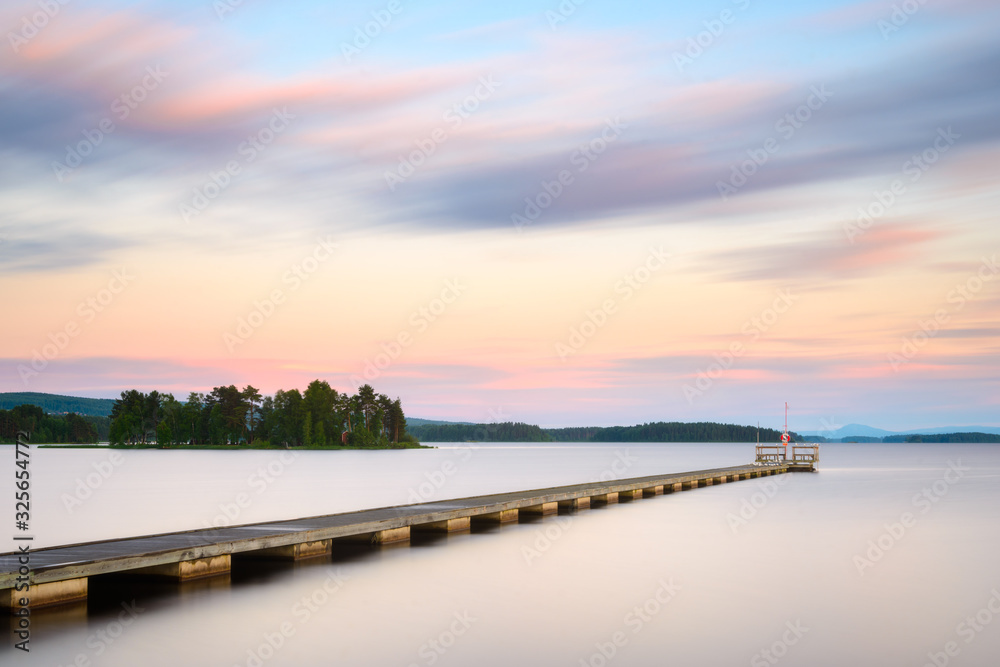 Jetty on the lake. Orsa, Dalarna, Sweden