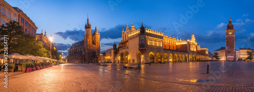 view of the beautiful Krakow old town in the evening