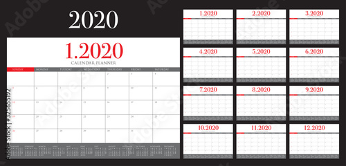 Year 2020 desk calendar vector illustration
