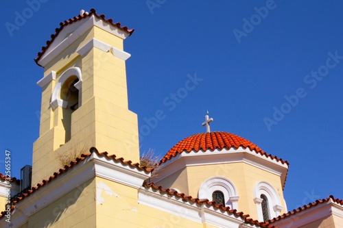 View of the dome of Christian orthodox church in Athens, Greece.