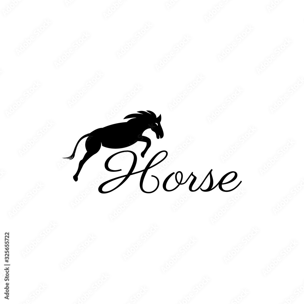 black horse jump animal logo design vector illustration