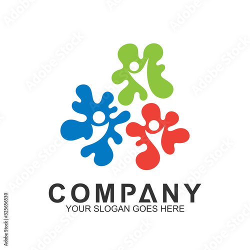 happy boy and girl logo design, caring icon, charity symbol, adoption and healthy kids vector, parenting