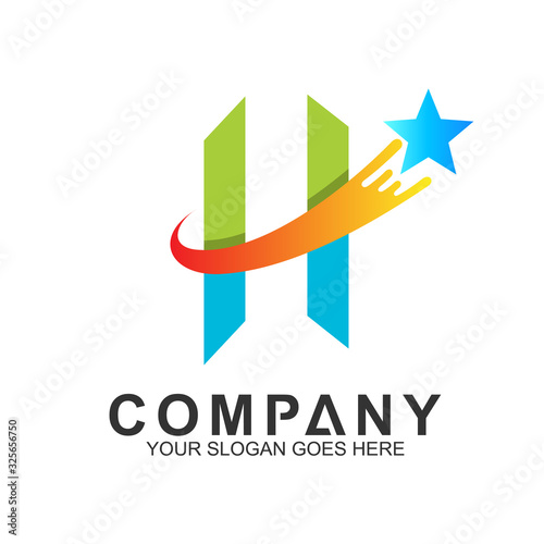 Free Download letter H with shooting star business logo concept - GFXLoad