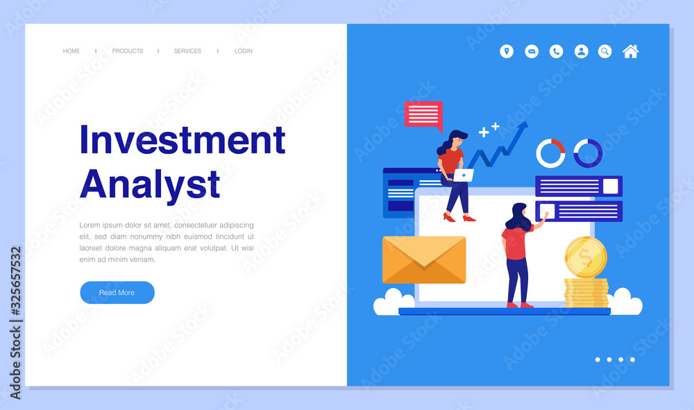 Web page design with business or finance concept for website and mobile website development. Creative Website template design vector illustration. Easy to use and customize.