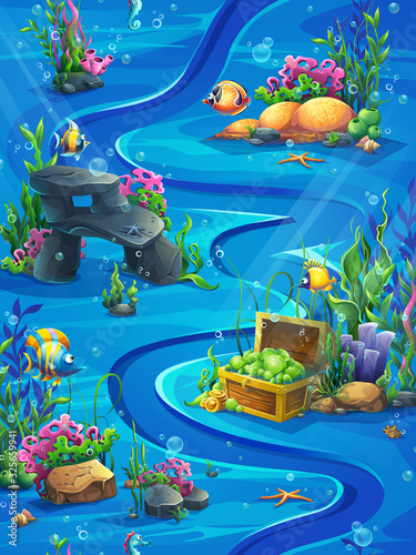 Fish world vertical seamless - illustration map field