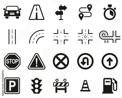 Traffic Icons Black & White Set Big