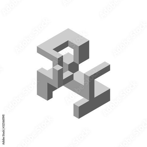 Abstract 3d construction. Isolated on white background. Vector illustration.