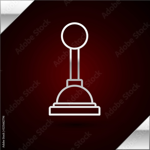 Silver line Gear shifter icon isolated on dark red background. Manual transmission icon. Vector Illustration