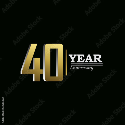 40 Years Anniversary Celebration Gold Vector Template Design Illustration