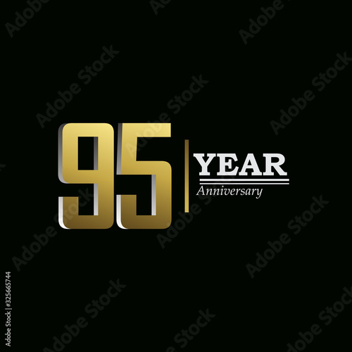 95 Years Anniversary Celebration Gold Vector Template Design Illustration