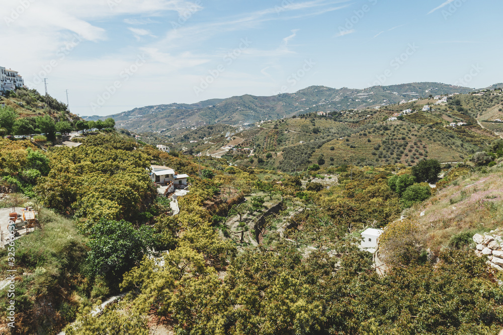 Obraz premium Views from Frigiliana, Malaga, Spain. White villages. Avocado Field