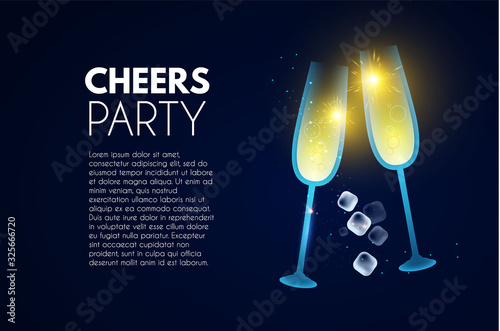 Cheers Cocktail party and champagne poster template.