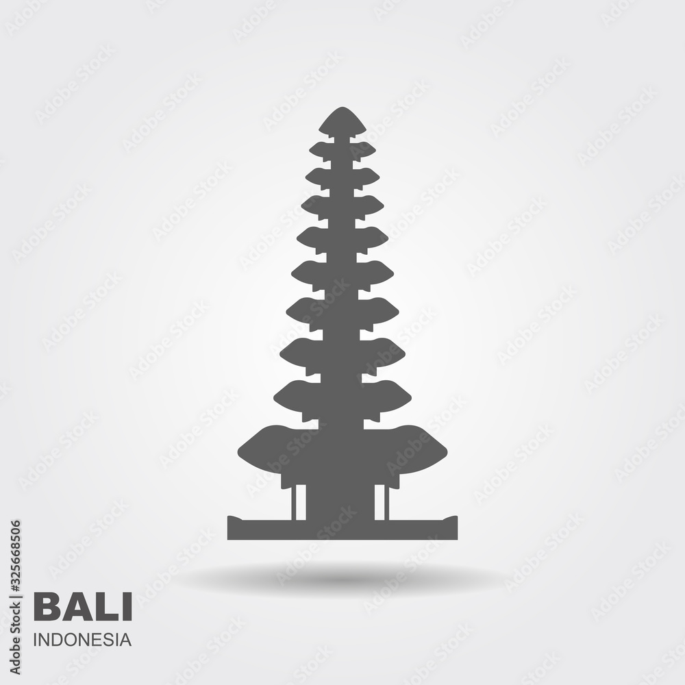Pura Ulun bratan Bali island, Indonesia monument landmark flat icon Pura Ulun bratan Bali island, Indonesia monument landmark flat icon