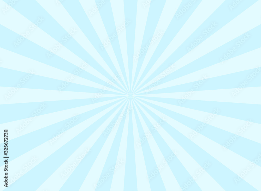 Sunlight rays background. powder blue color burst background. Vector sky illustration.