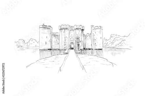Castle. England. Great Britain. Europe. Hand drawn sketch. Vector illustration.