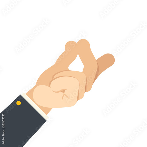 Finger snap hand gesture attract attention flat design isolated vector illustration