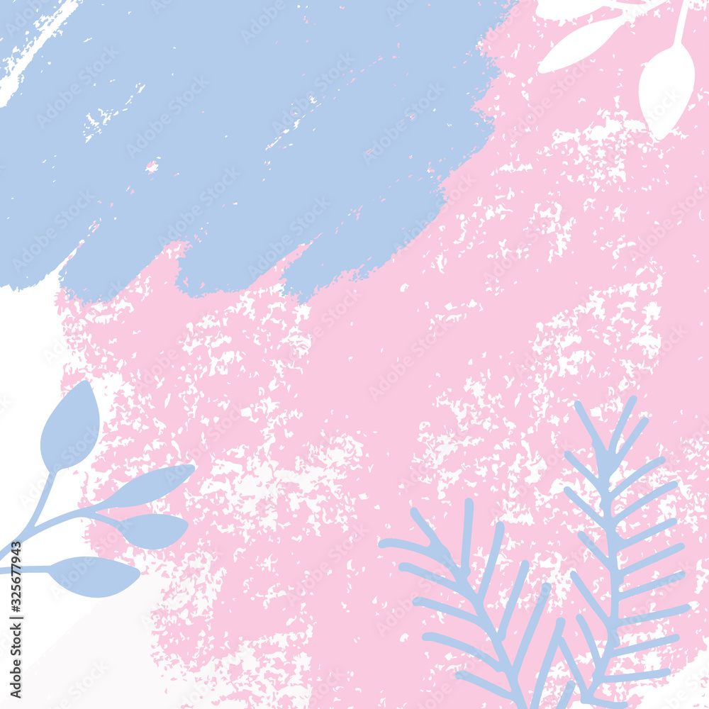 Modern abstract background for your design. Pink and blue colors. Brush strokes