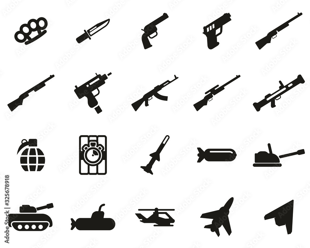 Weapons Icons Black & White Set Big Weapons Icons Black & White Set Big