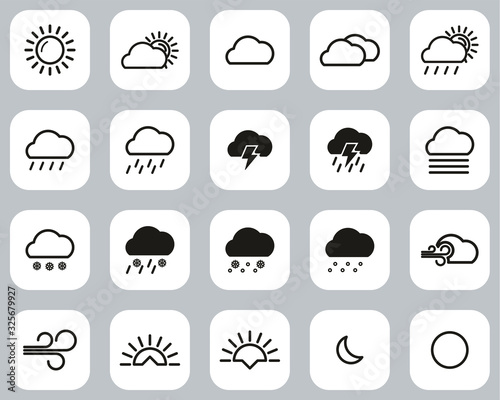 Weather Icons Black & White Flat Design Set Big