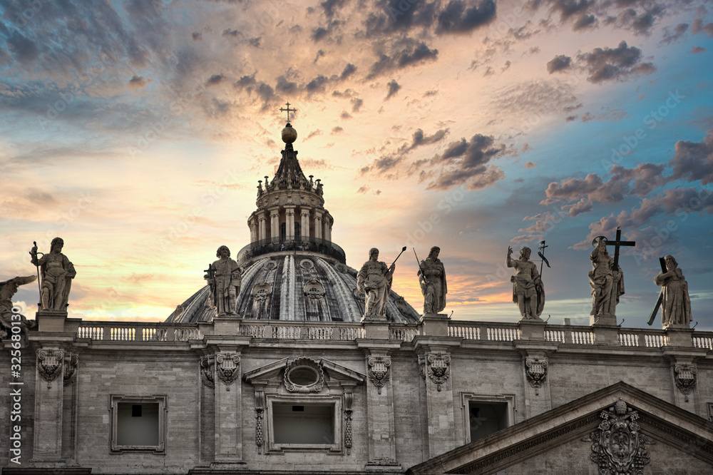 San Peter Basilica in Rome, Italy is the most important religious symbol of Christianity on the world.