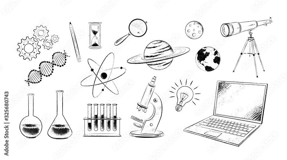 Obraz premium Vector set of science illustrations